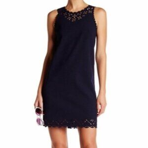 J. Crew Sleeveless Laser Cut Floral Shift Dress Scallop Edge